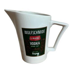 Vintage Vodka Pitcher Ceramic Wolfschmidt Seagrams Advertising Bar Ware